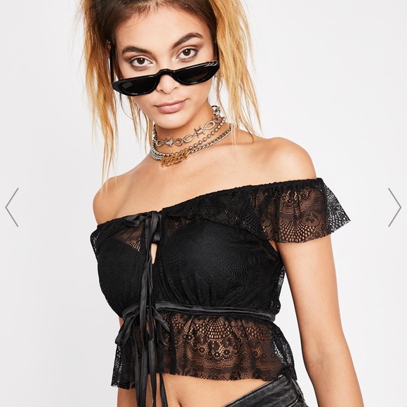 Flirting For Fun Crop top BLACK S - Picture 1 of 3